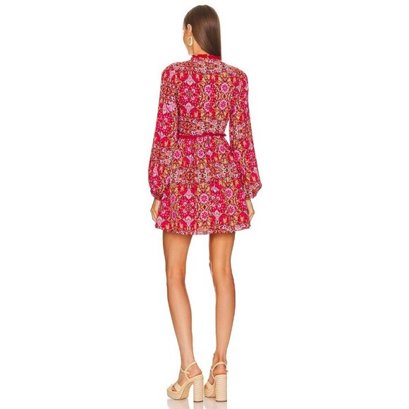 AMUR Codi Voile Paisley Mini Dress Rosewood Kaleidoscope Paisley Womens Size 10 - Picture 4 of 8